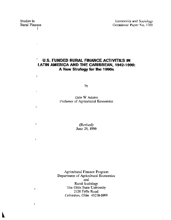(PDF) U.S. Funded Rural Finance Activities In Latin America and the ...