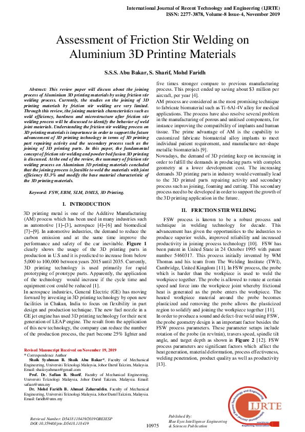 (PDF) Assessment of Friction Stir Welding on Aluminium 3D Printing ...