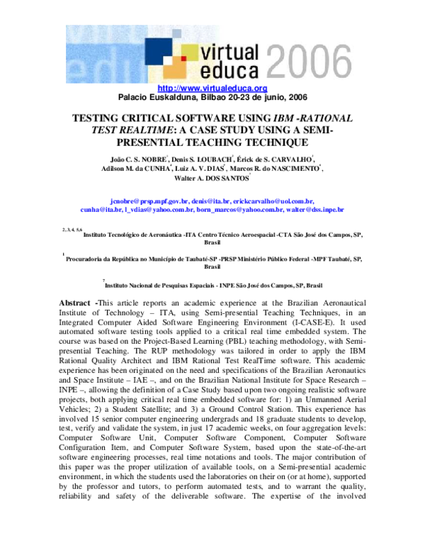 (PDF) Testing Critical Software using IBMRational test realtime a