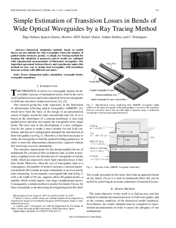 (PDF) Simple Estimation of Transition Losses in Bends of Wide Optical
