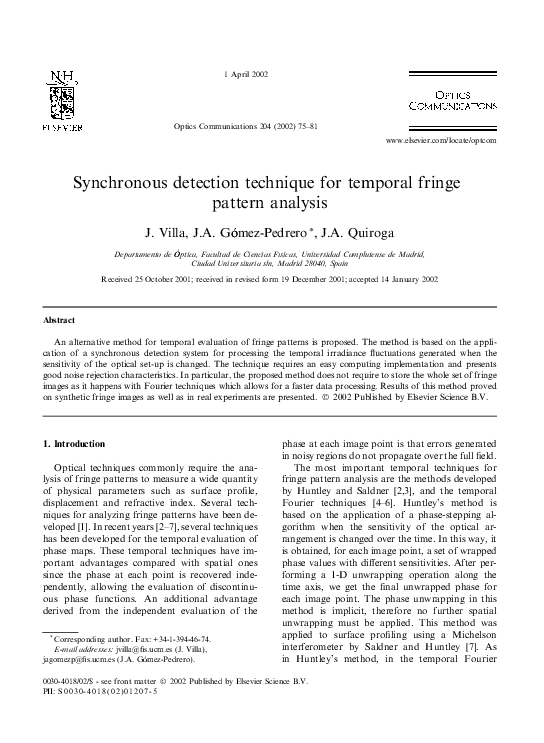 (PDF) Synchronous detection technique for temporal fringe pattern analysis