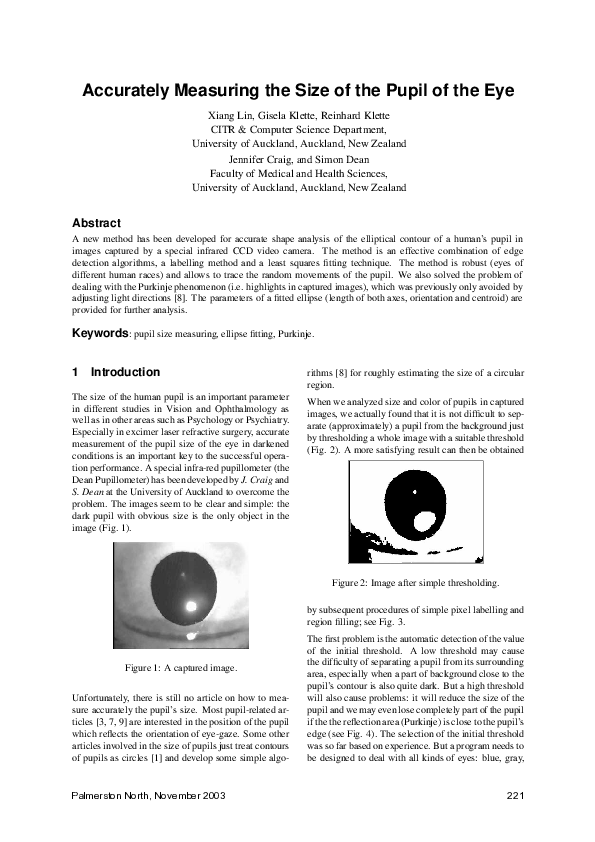 (PDF) Accurately Measuring the Size of the Pupil of the Eye