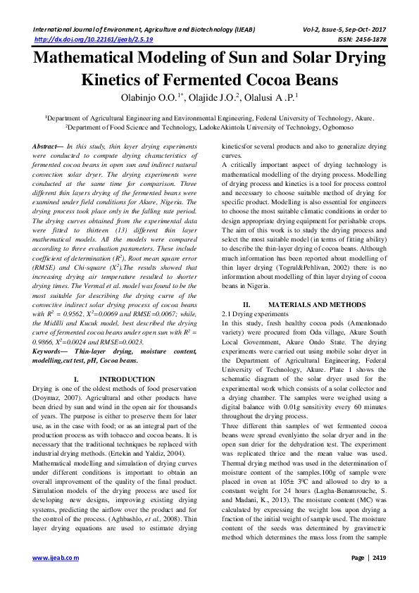 (PDF) Mathematical Modeling of Sun and Solar Drying Kinetics of ...