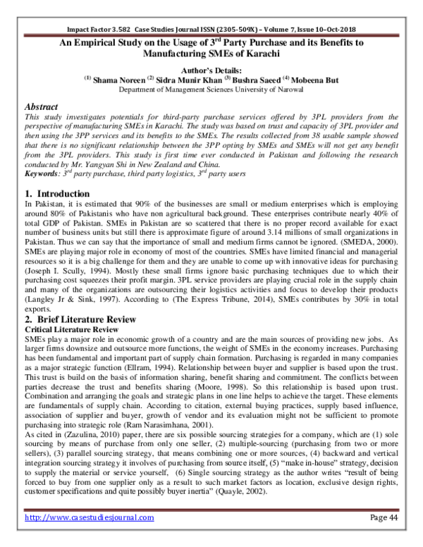 (PDF) An Empirical Study on the Usage of 3rd Party Purchase and its ...