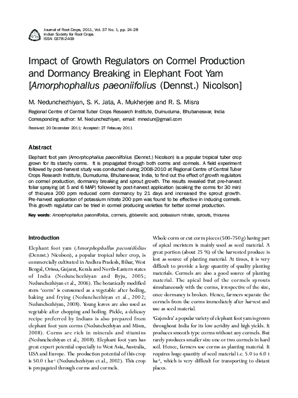 (PDF) Impact of Growth Regulators on Cormel Production and Dormancy ...