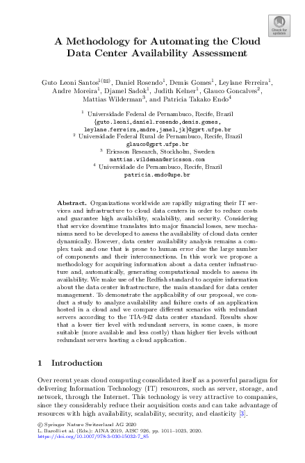(PDF) A Methodology for Automating the Cloud Data Center Availability ...