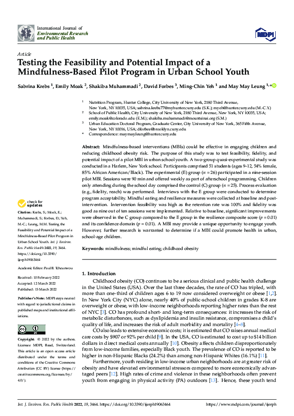 (PDF) Testing the Feasibility and Potential Impact of a Mindfulness ...