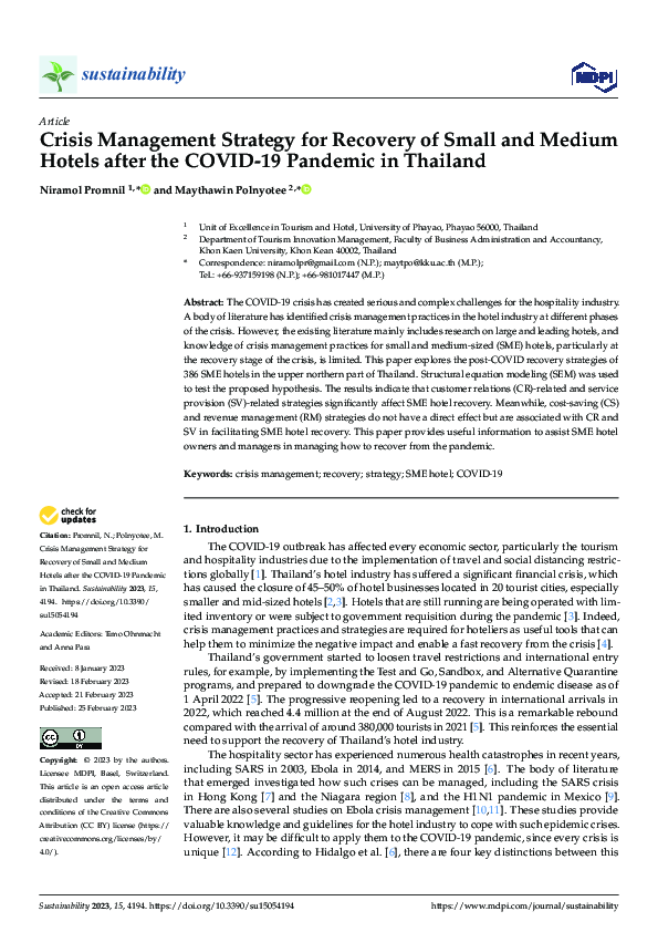 (PDF) Crisis Management Strategy for Recovery of Small and Medium ...