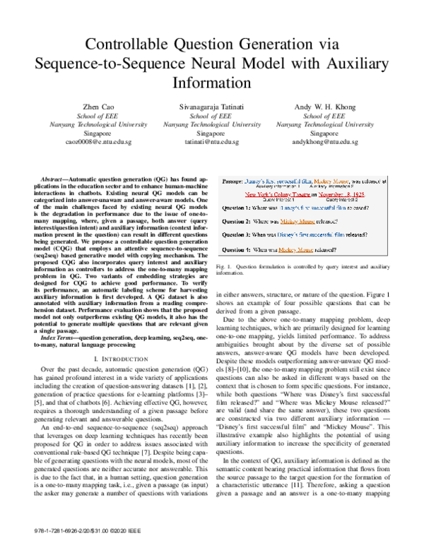 (PDF) Controllable Question Generation via Sequence-to-Sequence Neural ...