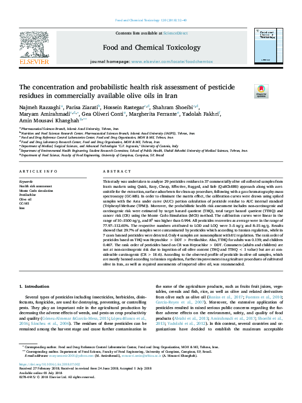 (PDF) The concentration and probabilistic health risk assessment of ...