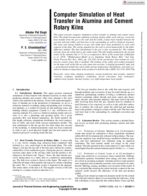 (PDF) Computer Simulation of Heat Transfer in Alumina and Cement Rotary ...