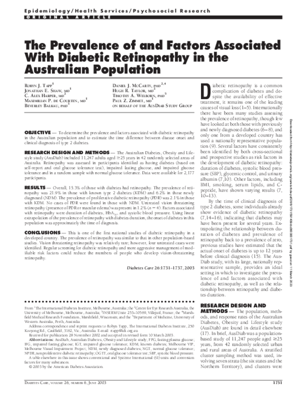 (PDF) The Prevalence of and Factors Associated With Diabetic ...