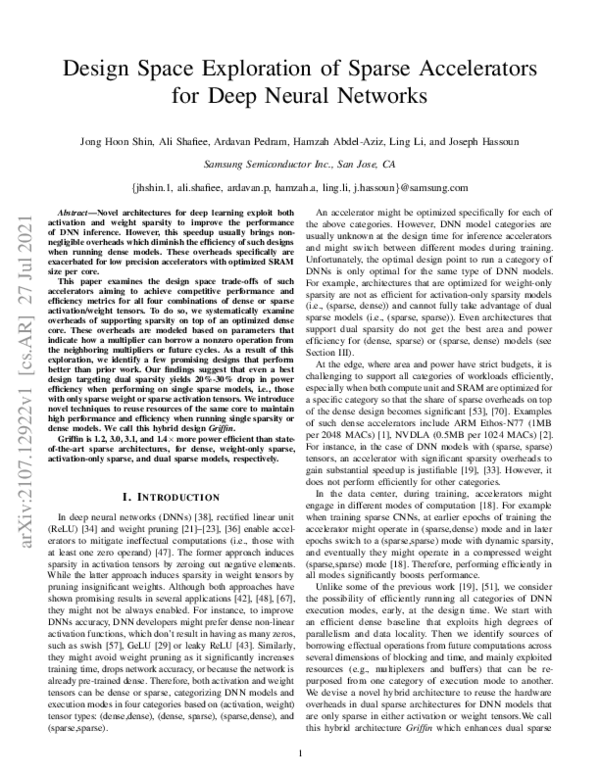 (PDF) Design Space Exploration of Sparse Accelerators for Deep Neural ...