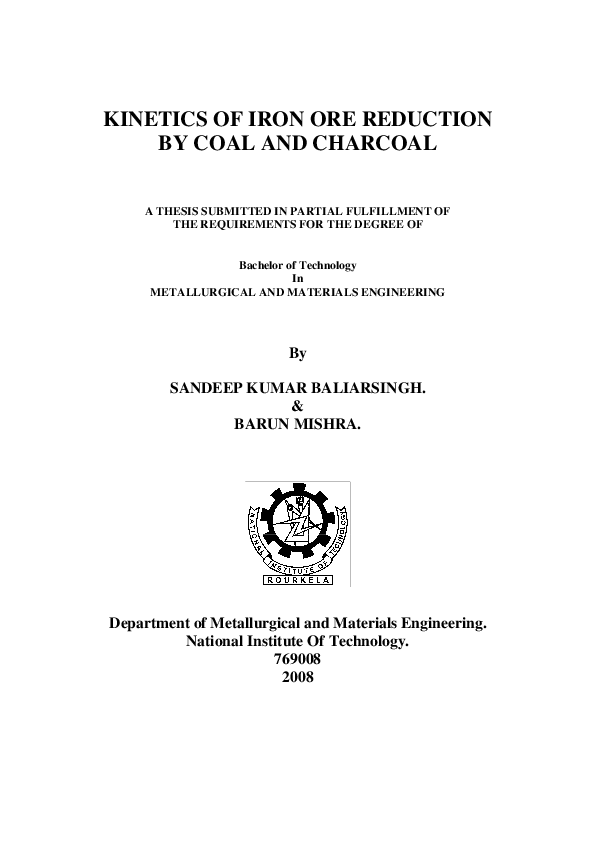 (PDF) Kinetics of Iron Ore Reduction by Coal and Charcoal