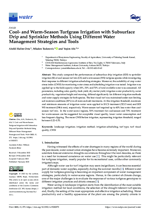 (PDF) Cool- and Warm-Season Turfgrass Irrigation with Subsurface Drip ...