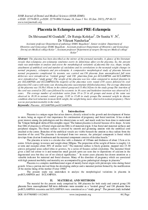 (PDF) Placenta in Eclampsia and PRE-Eclampsia