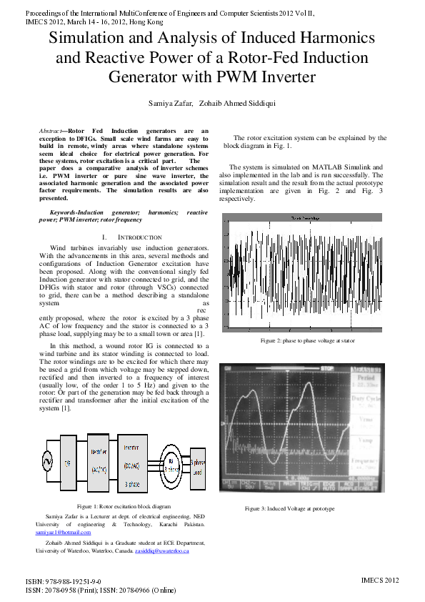 (PDF) Simulation and Analysis of Induced Harmonics and Reactive Power