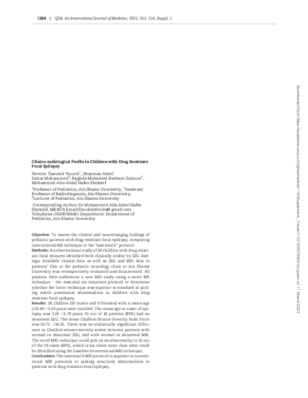 (PDF) Clinico-radiological Profile in Children with Drug Resistant ...