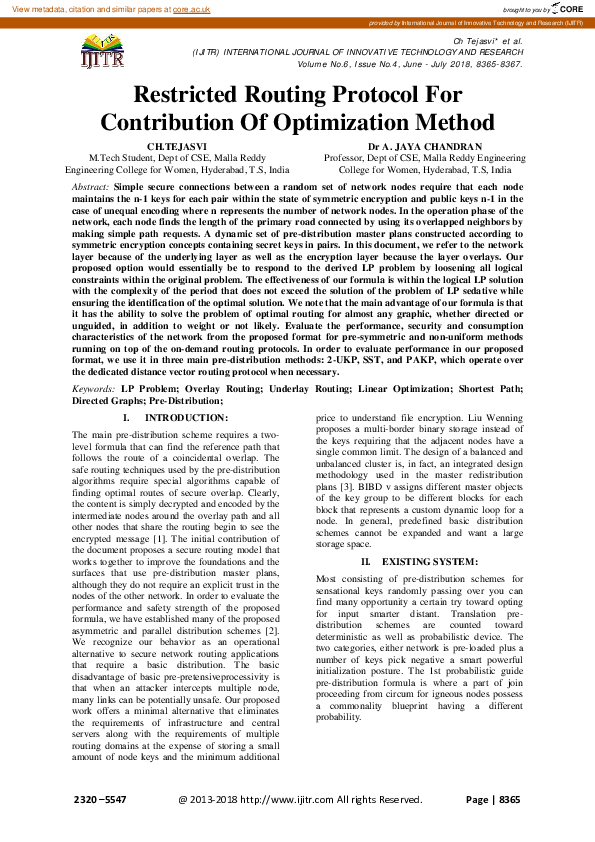 (PDF) Restricted Routing Protocol for Contribution of Optimization Method