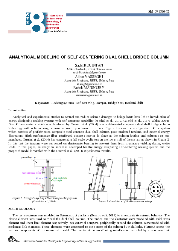 (PDF) Analytical Modeling of Self-Centering Dual Shell Bridge Column