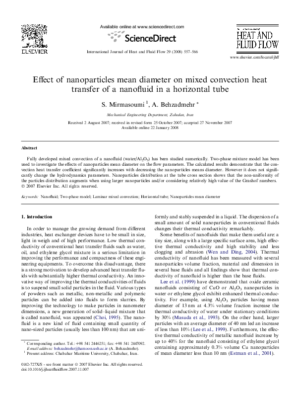 (PDF) Effect of nanoparticles mean diameter on mixed convection heat ...