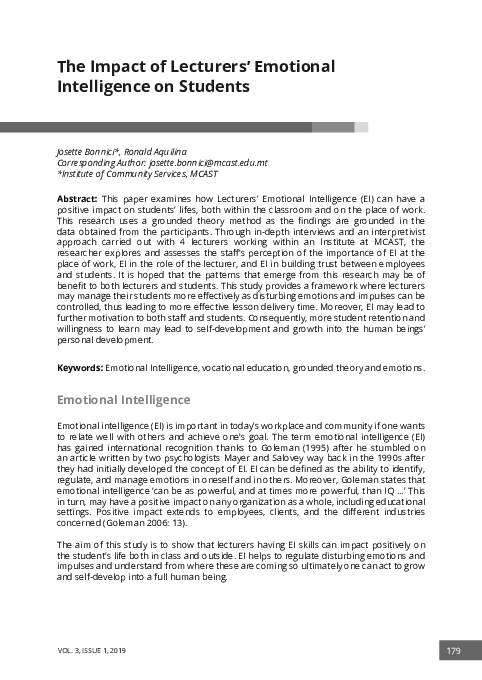 (PDF) The Impact of Lecturers’ Emotional Intelligence on Students