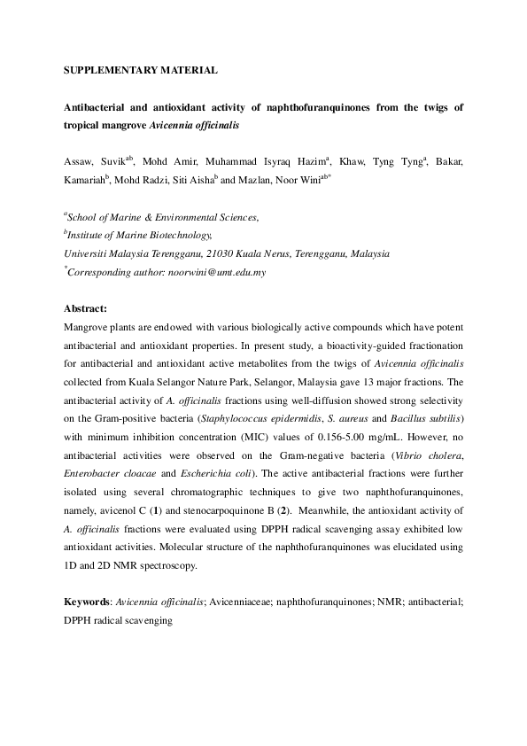 (PDF) Antibacterial and antioxidant activity of naphthofuranquinones ...