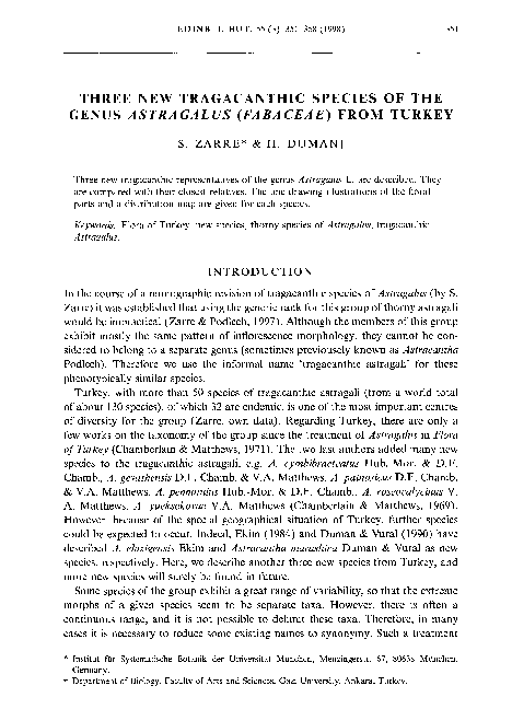 (PDF) Three new tragacanthic species of the genus Astragalus (Fabaceae ...