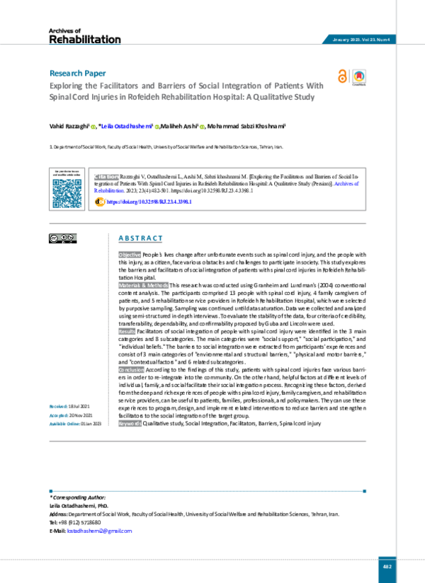 (PDF) Exploring the Facilitators and Barriers of Social Integration of ...
