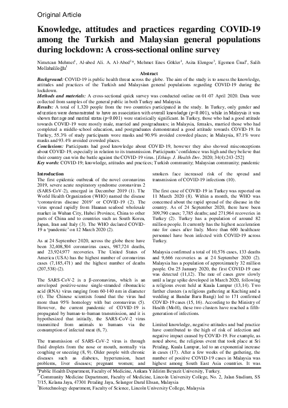 (PDF) Knowledge, attitudes and practices regarding COVID-19 among the ...