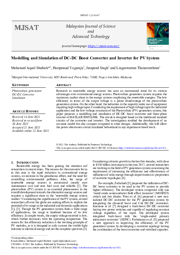 (PDF) Modelling and Simulation of DC-DC Boost Converter and Inverter ...