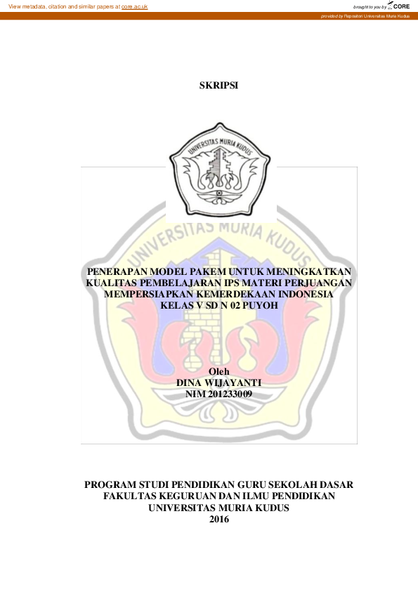 (PDF) Penerapan Model Pakem Untuk Meningkatkan Kualitas Pembelajaran ...