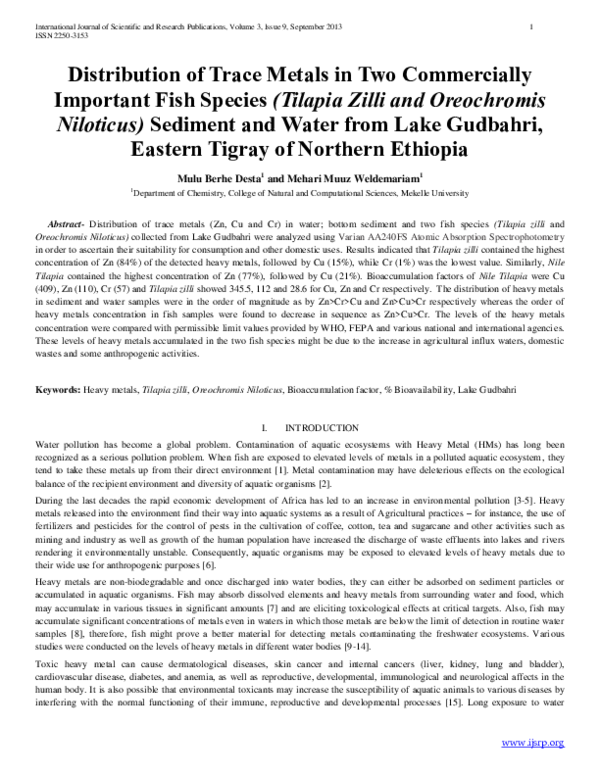 (PDF) Distribution of Trace Metals in Two Commercially Important Fish ...
