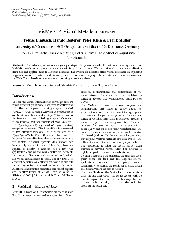 (PDF) VisMeB: A visual metadata browser