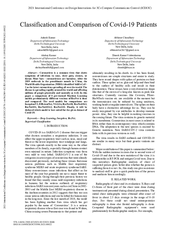 (PDF) Classification and Comparison of Covid-19 Patients