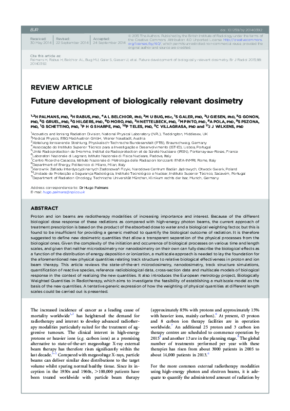(PDF) Future development of biologically relevant dosimetry