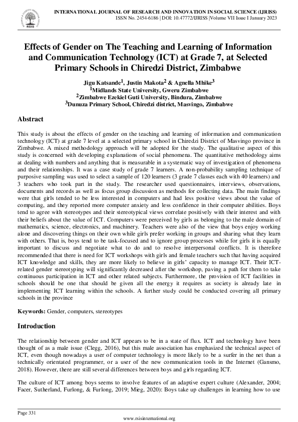 (PDF) Effects of Gender on The Teaching and Learning of Information and ...