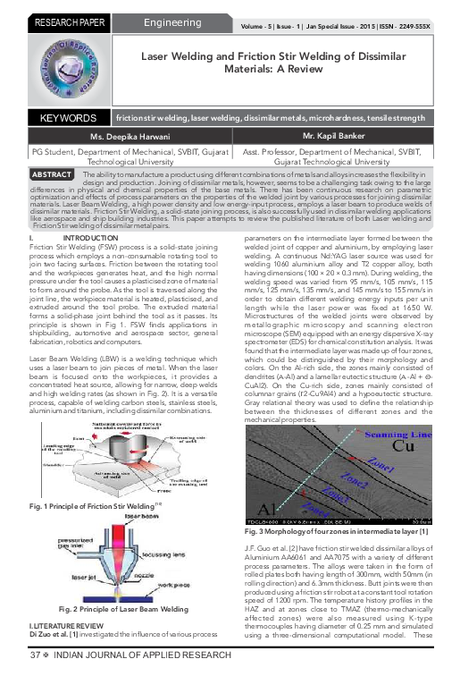 (PDF) Laser Welding And Friction Stir Welding Of Dissimilar Materials ...