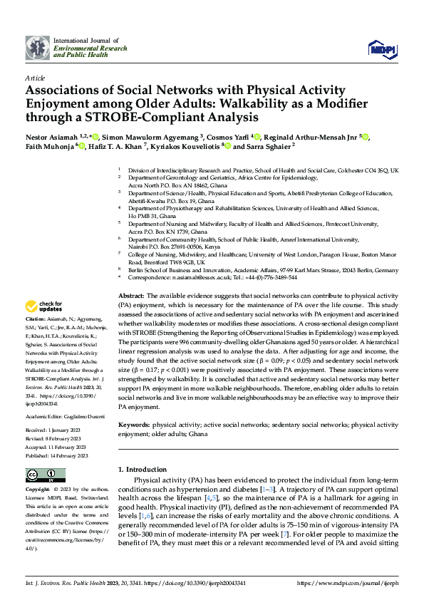 (PDF) Associations of Social Networks with Physical Activity Enjoyment ...