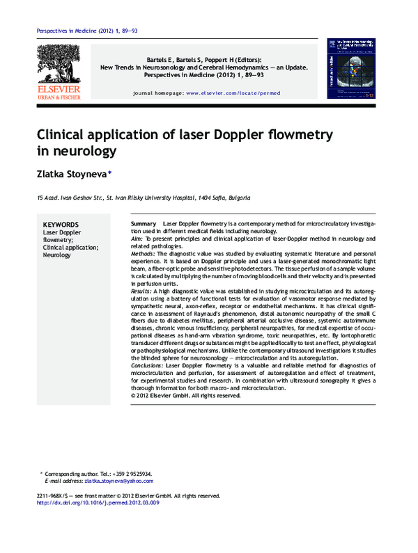 (PDF) Clinical Application of Laser Doppler Flowmetry for Measurement ...