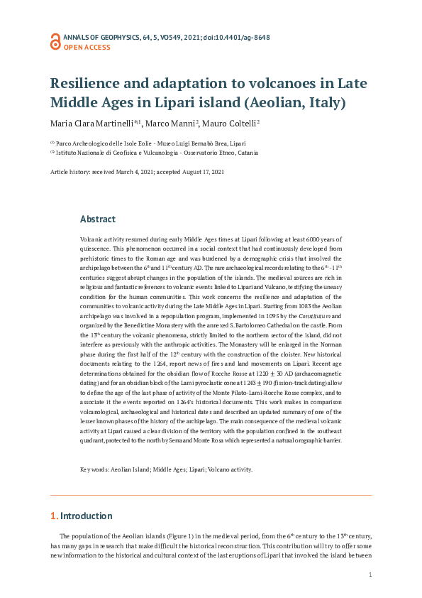 (PDF) Resilience and adaptation to volcanoes in Late Middle Ages in ...