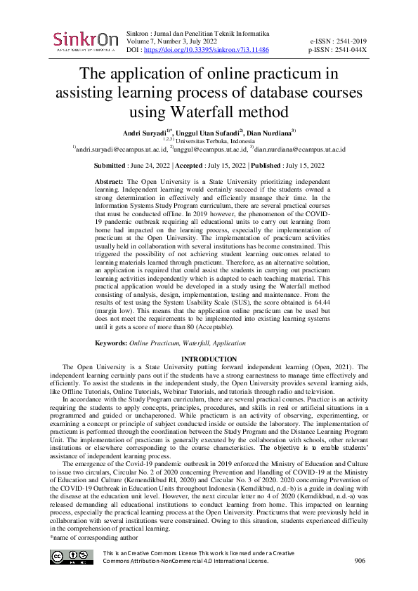 (PDF) The application of online practicum in assisting learning process ...