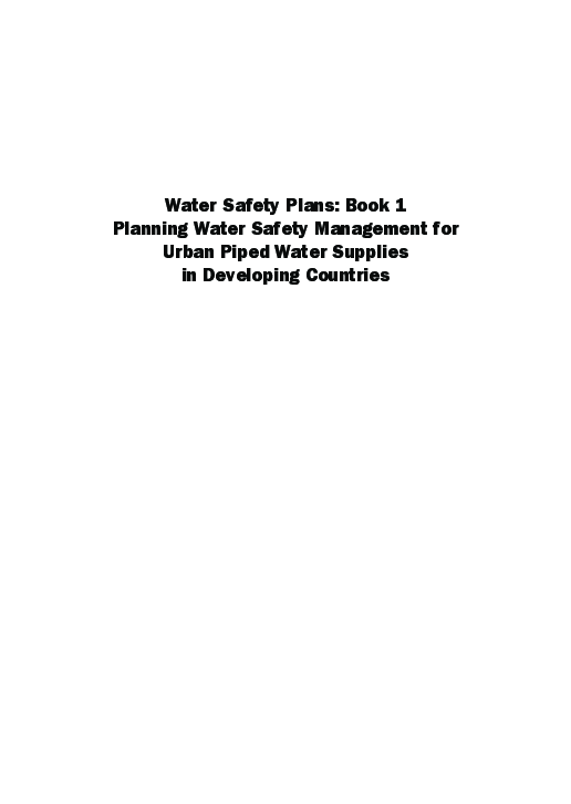 (PDF) Water Safety Plans Book 1 Planning Water Safety Management for