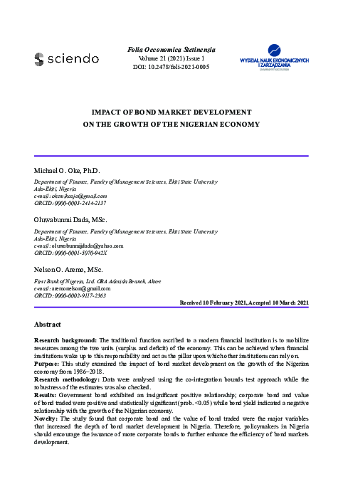 (PDF) Impact of Bond Market Development on the Growth of the Nigerian ...