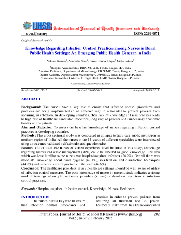 (PDF) Knowledge Regarding Infection Control Practices among Nurses in ...