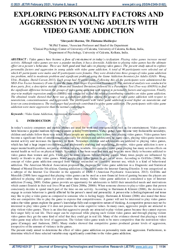 (PDF) Exploring Personality Factors and Aggression in Young Adults with ...