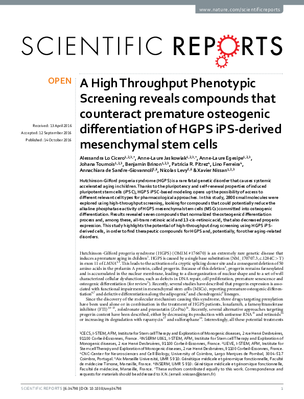 (PDF) A High Throughput Phenotypic Screening reveals compounds that ...