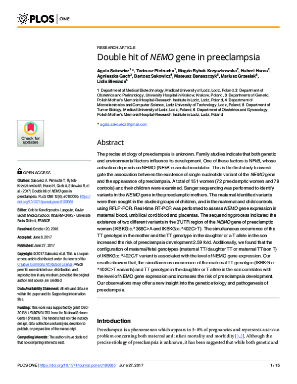 (PDF) Double hit of NEMO gene in preeclampsia