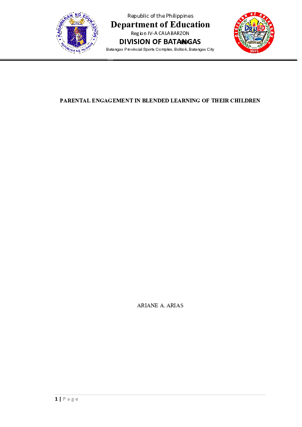 (DOC) PARENTAL ENGAGEMENT IN BLENDED LEARNING OF THEIR CHILDREN