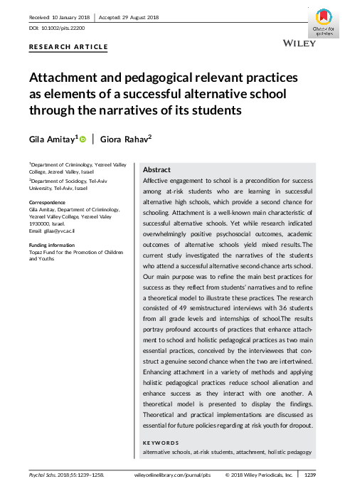 (PDF) Attachment and pedagogical relevant practices as elements of a ...